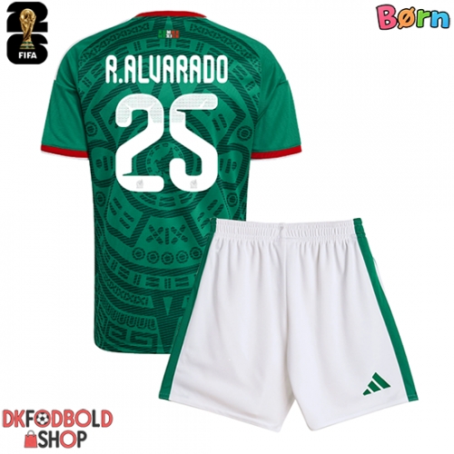 Mexico Roberto Alvarado #25 Hjemmebanesæt Børn VM 2026 Kort ærmer (+ korte bukser)